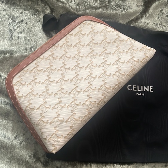 🚫SOLD🚫AUTHENTIC CELINE COSMETIC POUCH in Medium white Triomphe Canvas - Picture 3 of 10